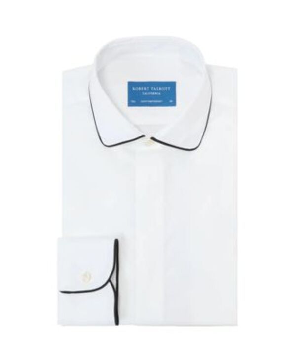 ロバート タルボット メンズ トップス シャツ Robertalbott Reeves Piped Formal Contemporary Fit Shirt White ホワイト