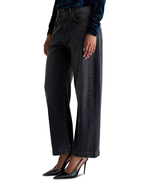 エージー レディース ボトムス デニムパンツ ジーンズ AG Hattie High Rise Crystal Embellished Barrel Jeans in Star Light Star