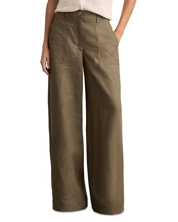 レイス レディース ボトムス カジュアルパンツ ワイドレッグ リネン REISS Ashby Linen Wide Leg Pants Khaki カーキ