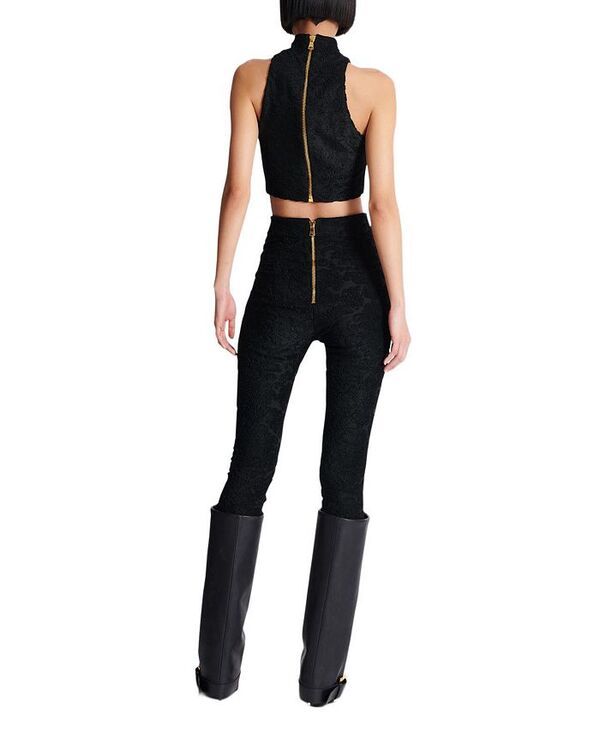 バルマン レディース ボトムス レギンス Balmain Baroque Patterned Leggings Black ブラック