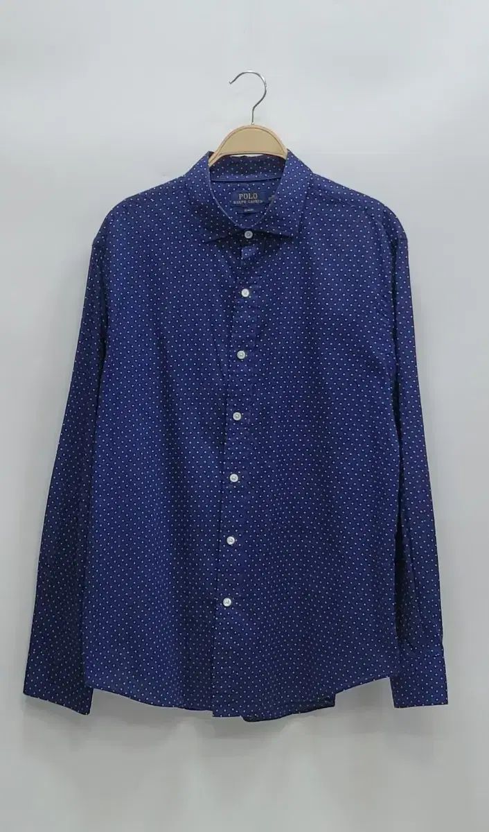 POLO ポロ ラルフローレン スリムフィット ピン ドット シャツ / M XL ネイビー