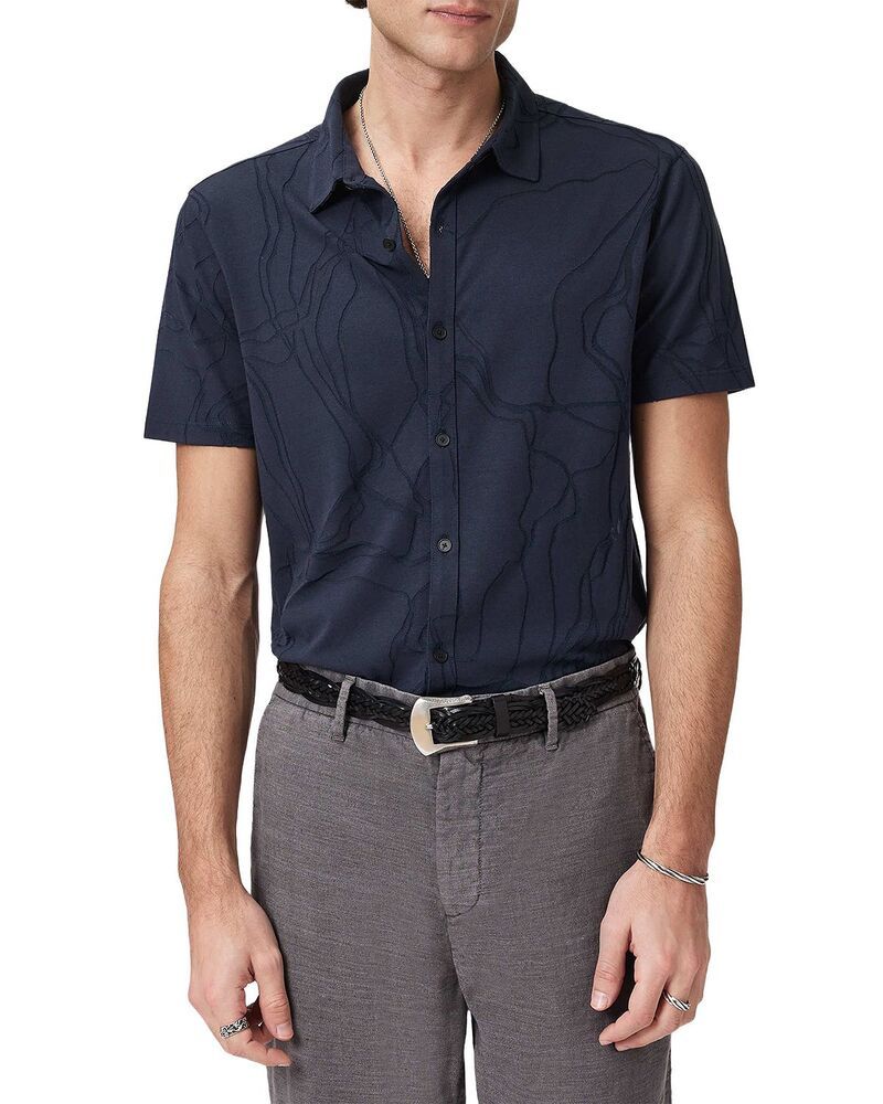 ジョンバルベイトス メンズ トップス シャツ John Varvatos Elio Tangled Burnout Shirt Navy ネイビー