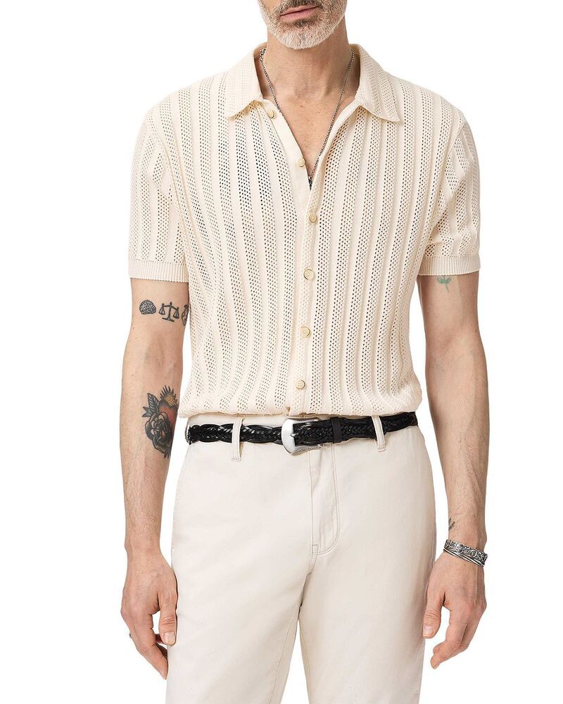 ジョンバルベイトス メンズ アウター ニット・セーター シャツ John Varvatos Ferone Sweater Shirt Ivory アイボリー