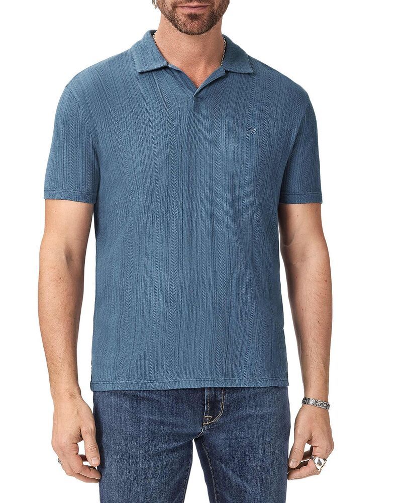 ジョンバルベイトス メンズ トップス ポロシャツ John Varvatos Leonardo Johnny Collar Polo Shirt Oiled Blue ブルー