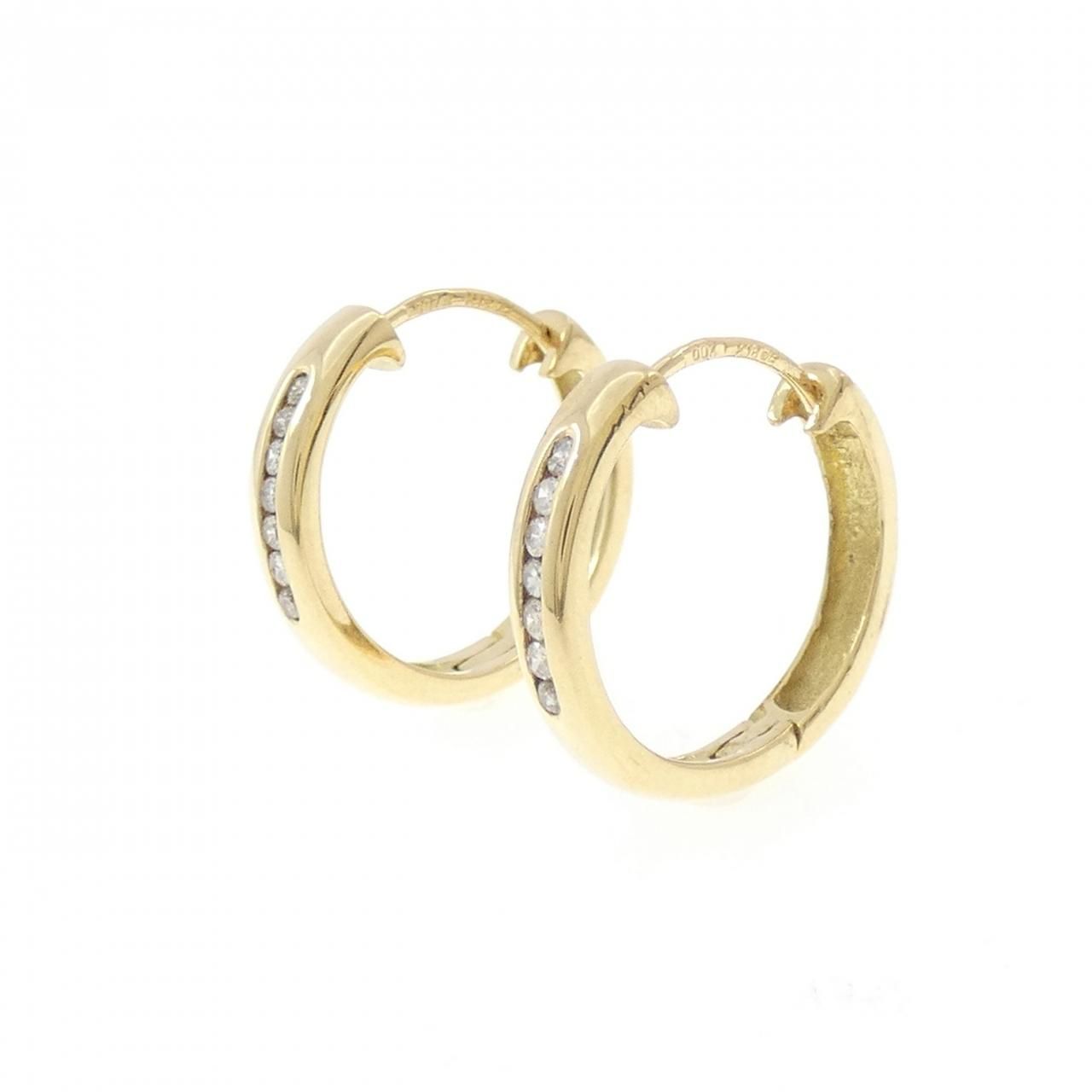 K18YG フープ ダイヤモンド ピアス 0.14CT