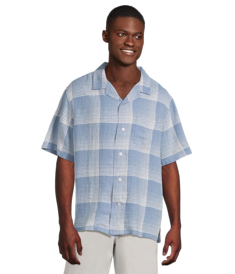 ペンドルトン メンズ トップス シャツ リネン Pendleton Linen Camp Shirt Short Sleeve BlueWhite Ombre ホワイト