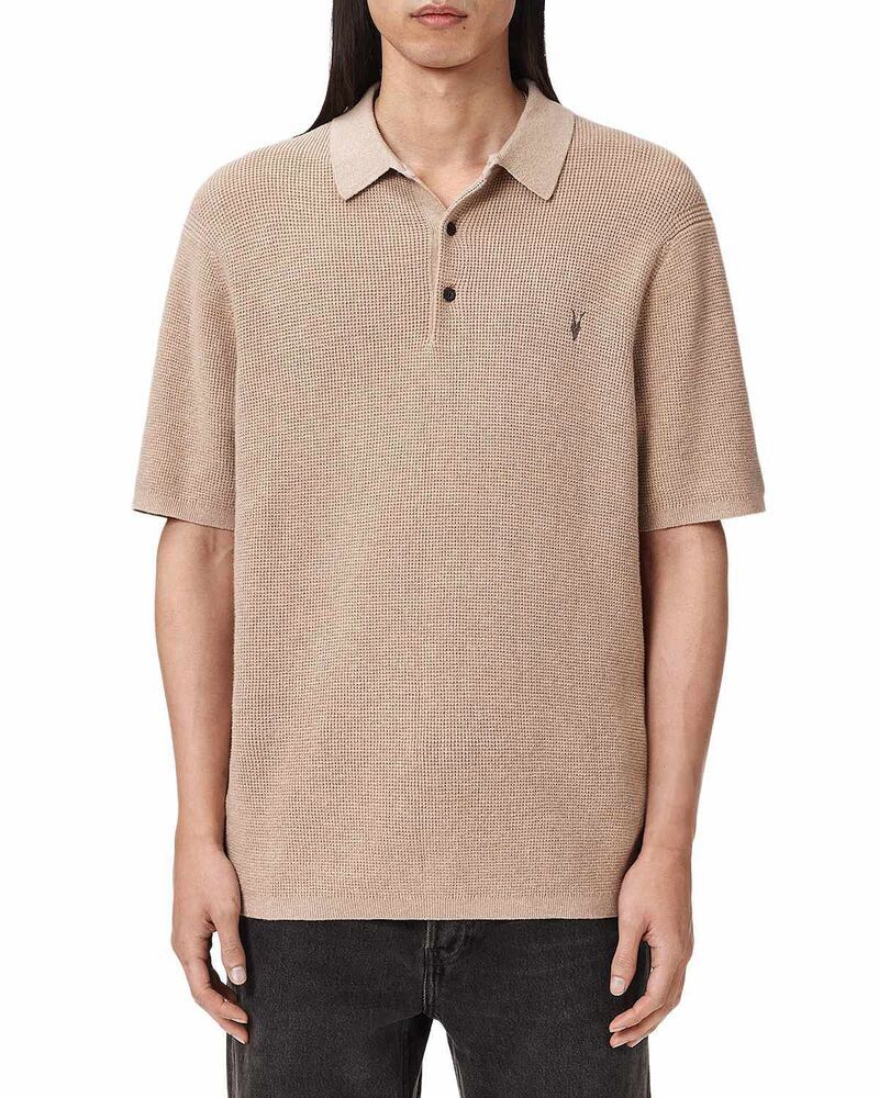 オールセインツ メンズ トップス ポロシャツ ALLSAINTShort Sleeve Polo Shirt Moon Grey グレー