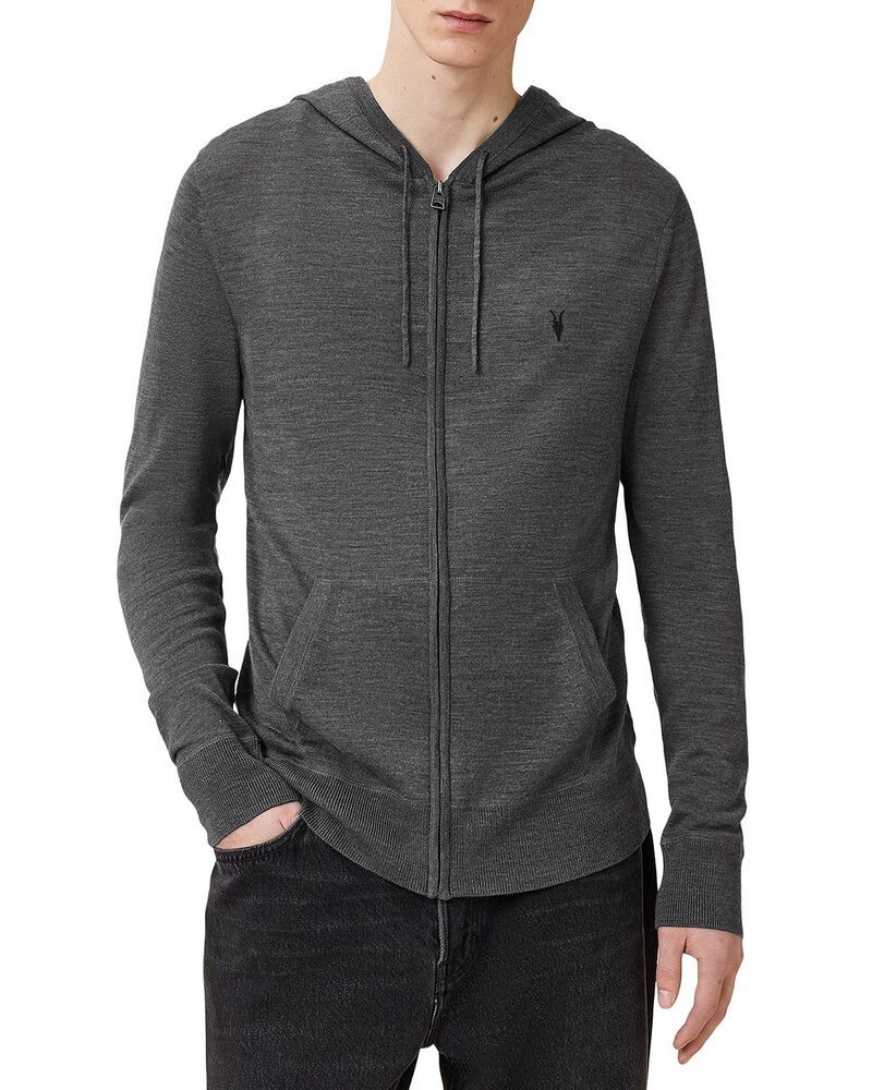 オールセインツ メンズ アウター パーカー・スウェット スリムフィット ウール ALLSAINTS Mode Merino Wool Slim Fit Full Zip Hoodie Monument
