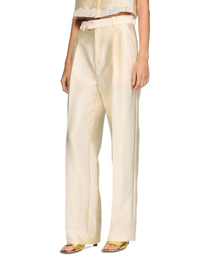 サンドロ レディース ボトムス カジュアルパンツ サテン Sandro Satin Trousers Cream クリーム