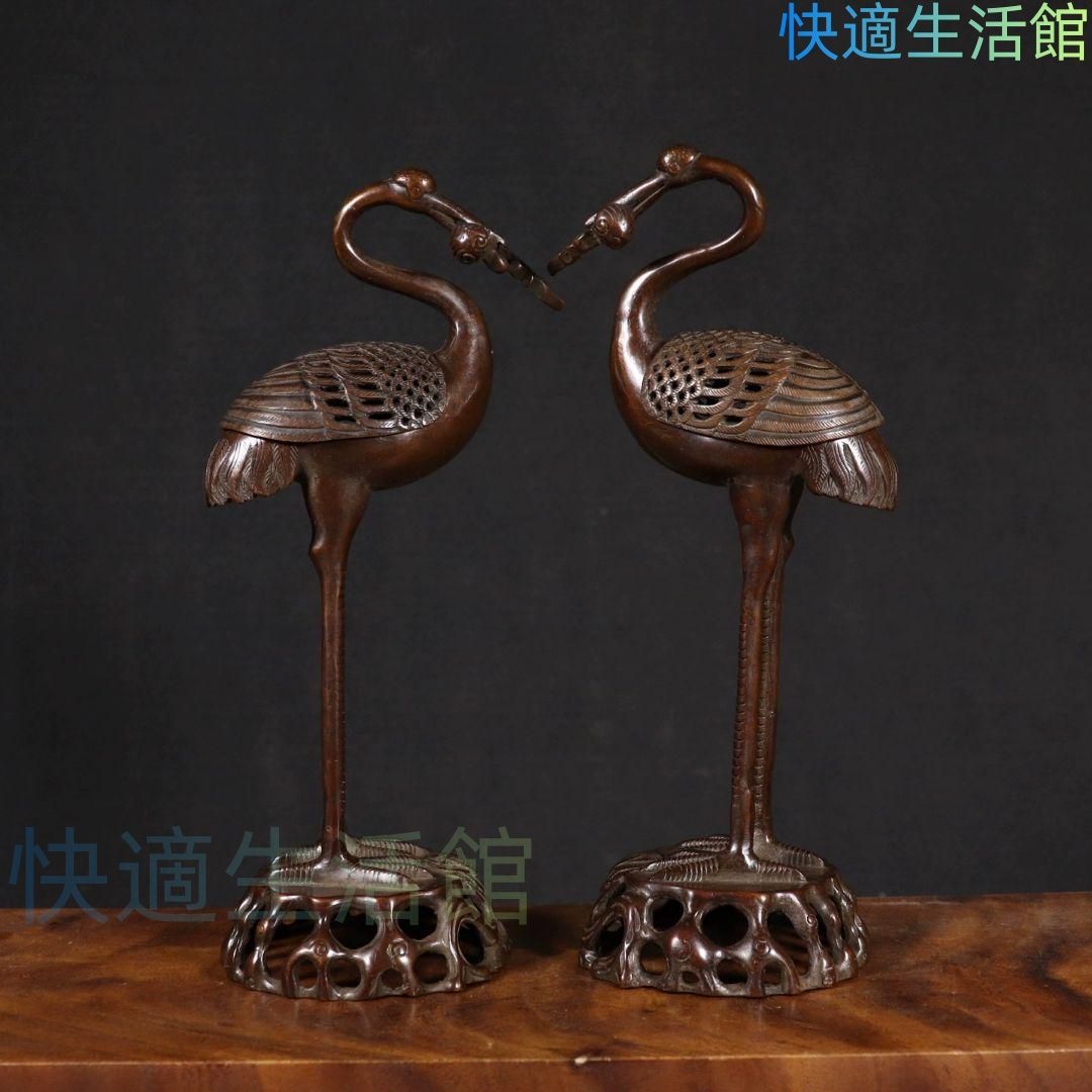 人気 新品 人気 新品 銅製 鶴香炉 室内 茶室 応接間 事務室 薫香炉 開運 風水 招財 置物工芸品 gyp622