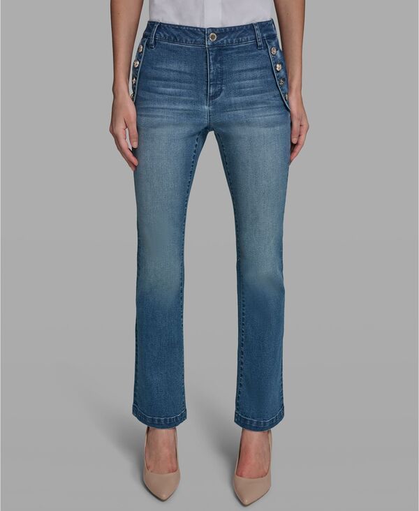 カール ラガーフェルド レディース ボトムス デニムパンツ ジーンズ KARLAGERFELD PARIS Womens MidRise Sailor Flare Jeansteel Blue ブルー