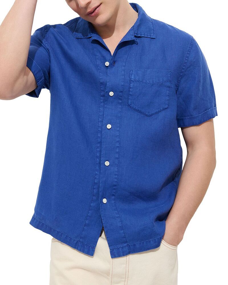 アレックスミル メンズ トップス シャツ リネン Alex Millinen Camp Shirt Cobalt コバルト