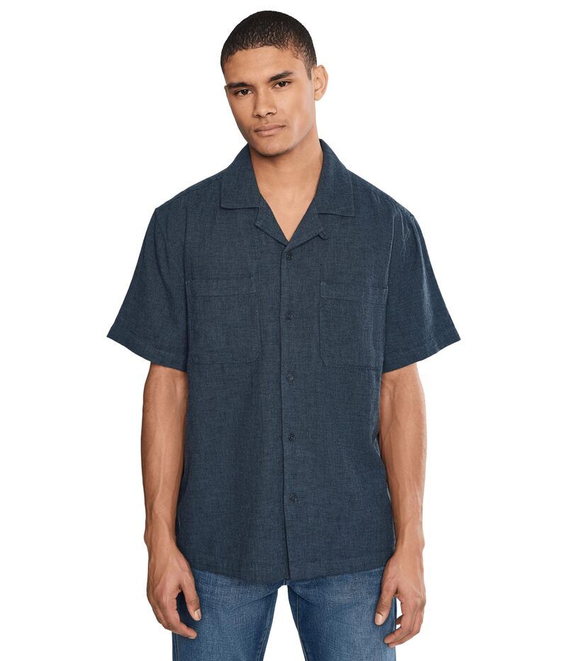 リヴァプール ロサンゼルス メンズ トップス シャツ Liverpoolos Angeleshort Sleeve ButtonUp Camp Shirt Navy ネイビー
