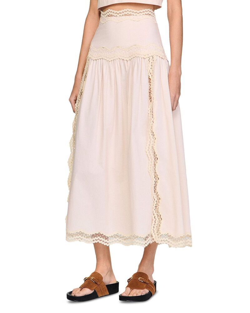 サンドロ レディース ボトムスカート コットン Sandro Long Cotton Skirt Light Pink ピンク