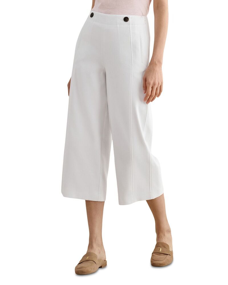ホッブスロンドン レディース ボトムス カジュアルパンツ ワイドレッグ プチ クロップド HOBBS LONDON Petite Kimmi Wide Leg Cropped Trousers Whi