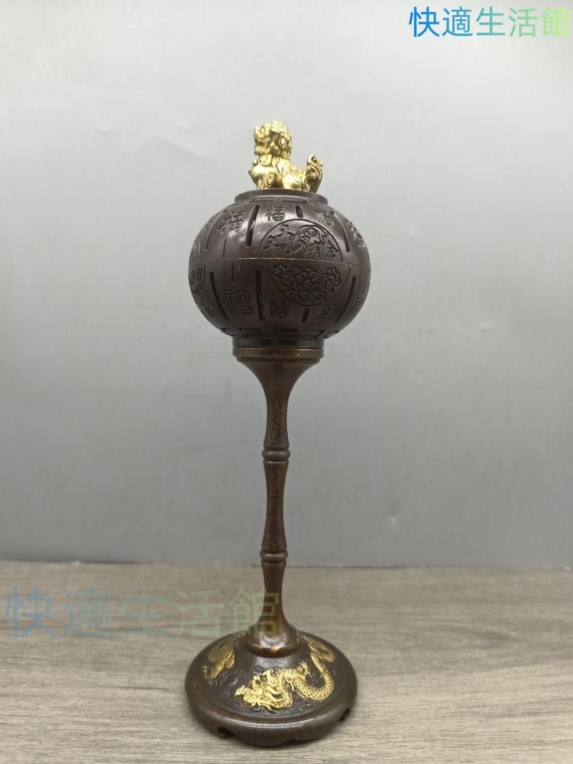 人気 新品 人気 新品 銅製 龍鳳高脚獅子蓋薫香炉 室内檀香炉 茶室薫炉 香道具 装飾品 工芸品 置物 gyp622