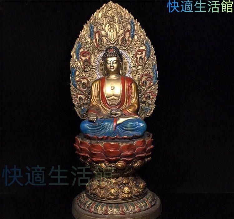 人気 新品 人気 新品 釈迦牟尼蓮華座仏像を彩色しました 精密彫刻 銅製 置物 開運 厄除け 工芸品 gyp622