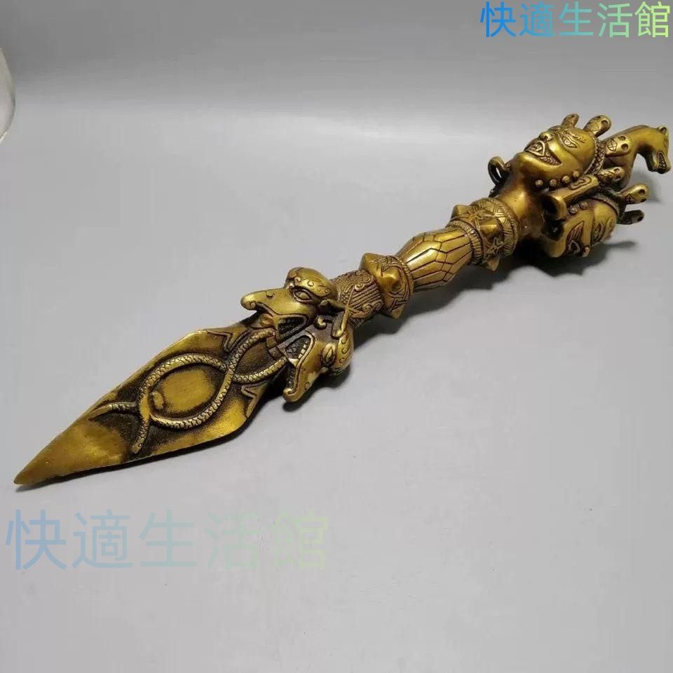 仏教美術 法器 馬頭明王三面普巴杵 降魔杵 辟邪 開運 風水招財 置物工芸品 美術品・アンティーク・コレクション 仏教美術 法器 馬頭明王三面普巴