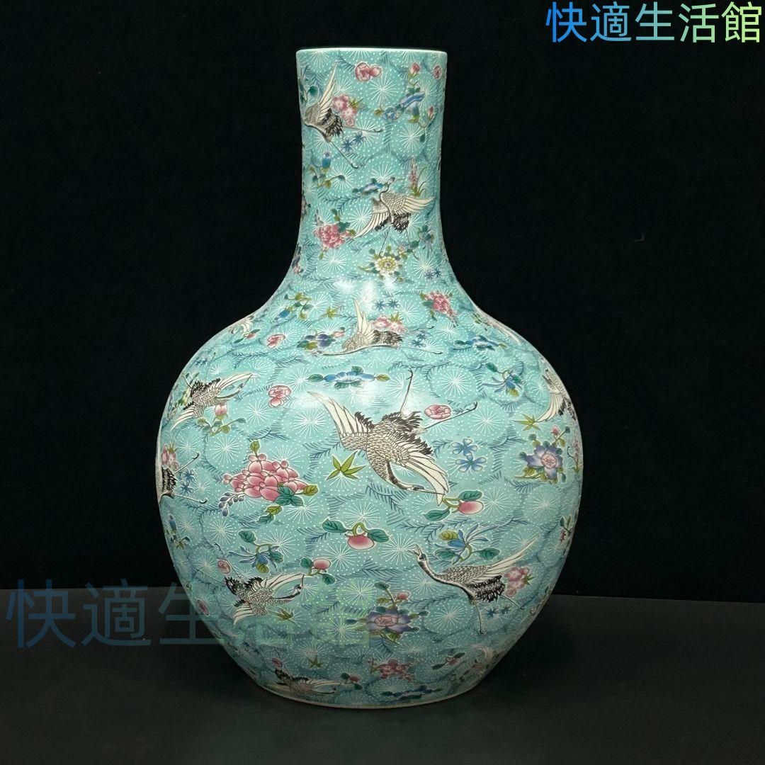 人気 新品 人気 新品 大清雍正夜光磁器百鶴舞う図天球瓶 収蔵品 美品 景徳鎮 現代工芸品 美術品 置物 gyp622