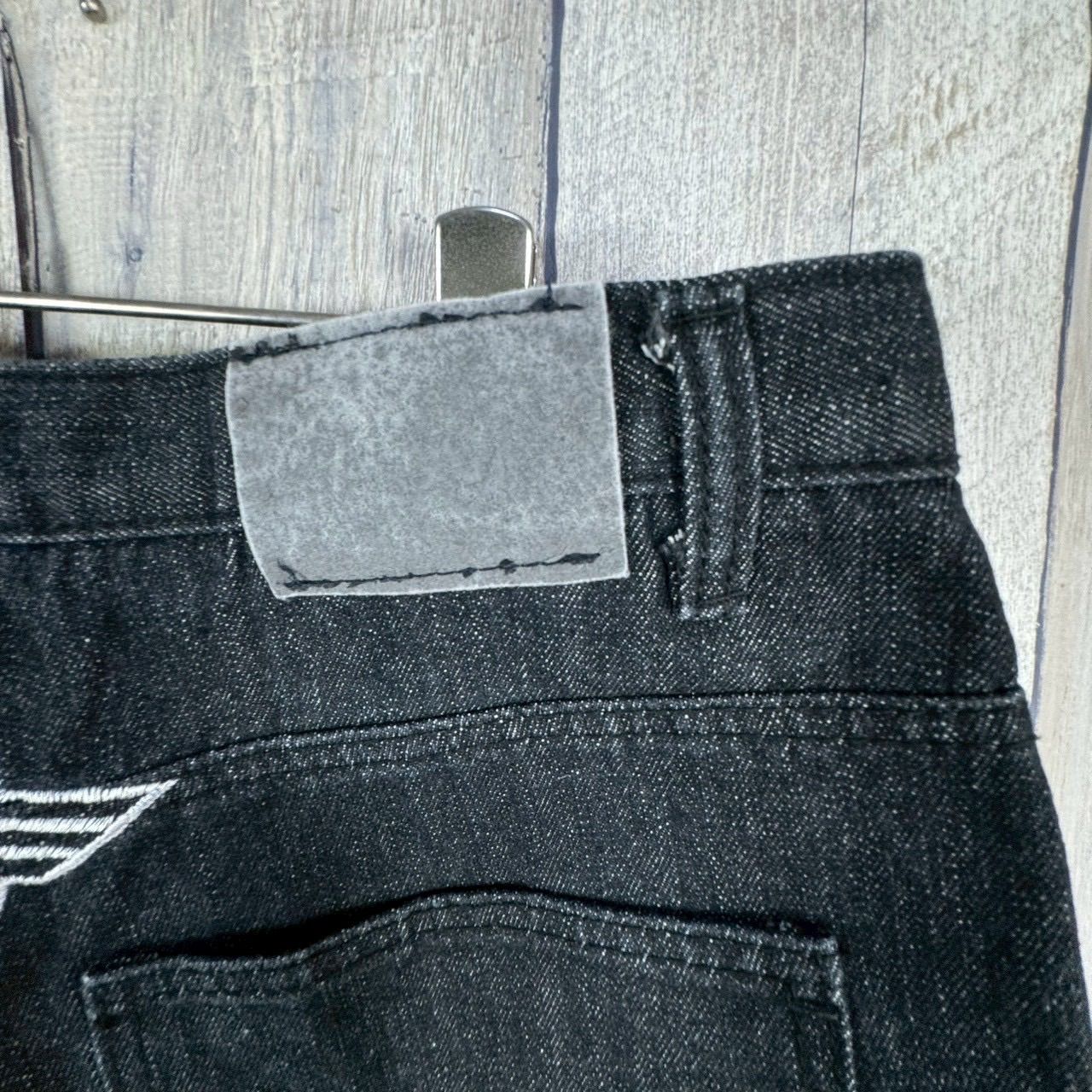 TAPOUT ドクロ 髑髏 スカル 刺繍 y2k バギー ブラック ジーンズ デニム