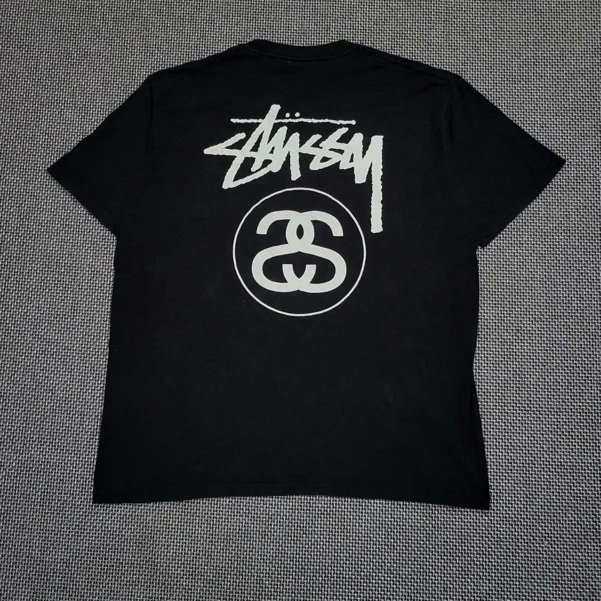 STUSSY SS リング Tシャツ ブラック (L)