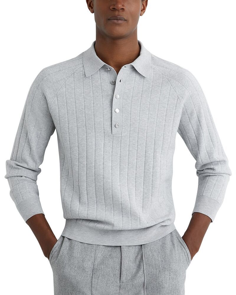 レイス メンズ アウター ニット・セーター ポロシャツ REISS Dillingham Long Sleeve Sweater Polo Soft Grey グレー