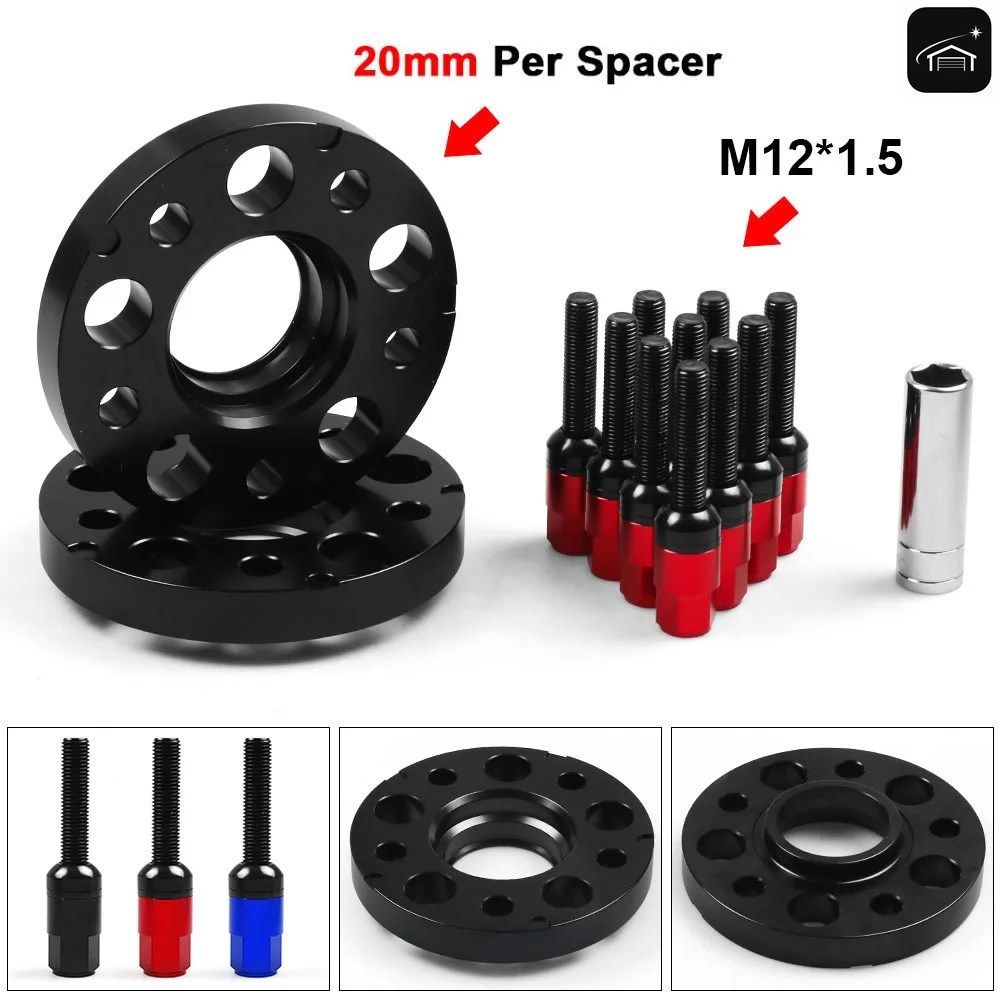 20mm 66.6mm 5x112mm ハブセントリックボア ホイールスペーサー M11.5 テーパーボルト メルセデスベンツ ボールボルト付き