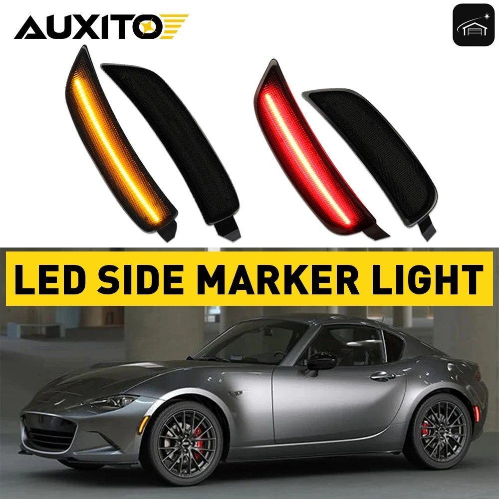 4個入り フロント/リア LED サイドマーカーライト マツダ ミアータ MX-5 2016 - 22 ターンシグナルランプ アンバー レッド