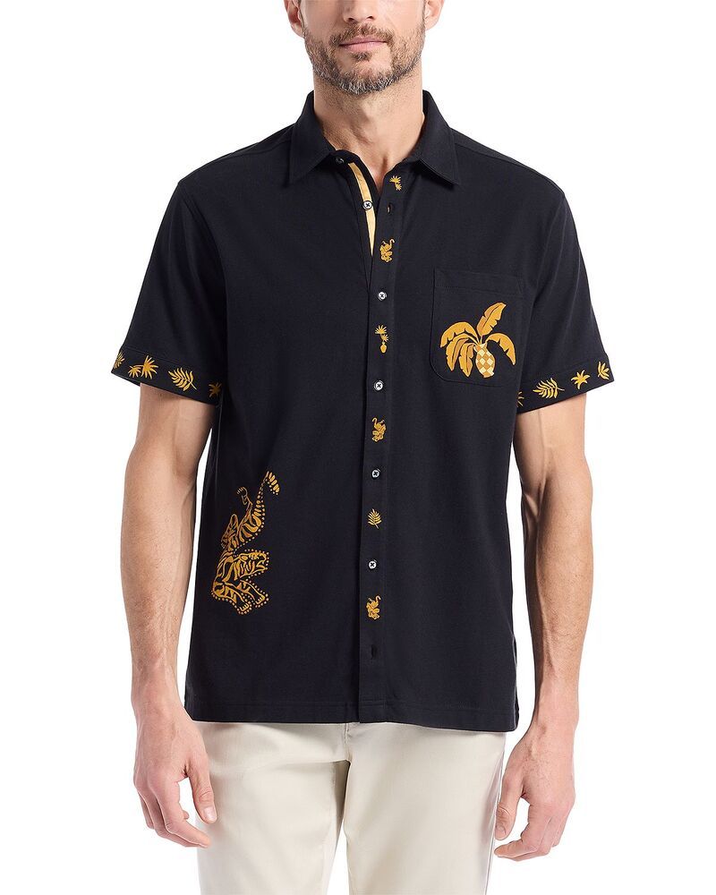 ロバートグラハム メンズ トップス シャツ ニット Robert Graham Golden Jungle Short Sleeve Knit Shirt Black ブラック