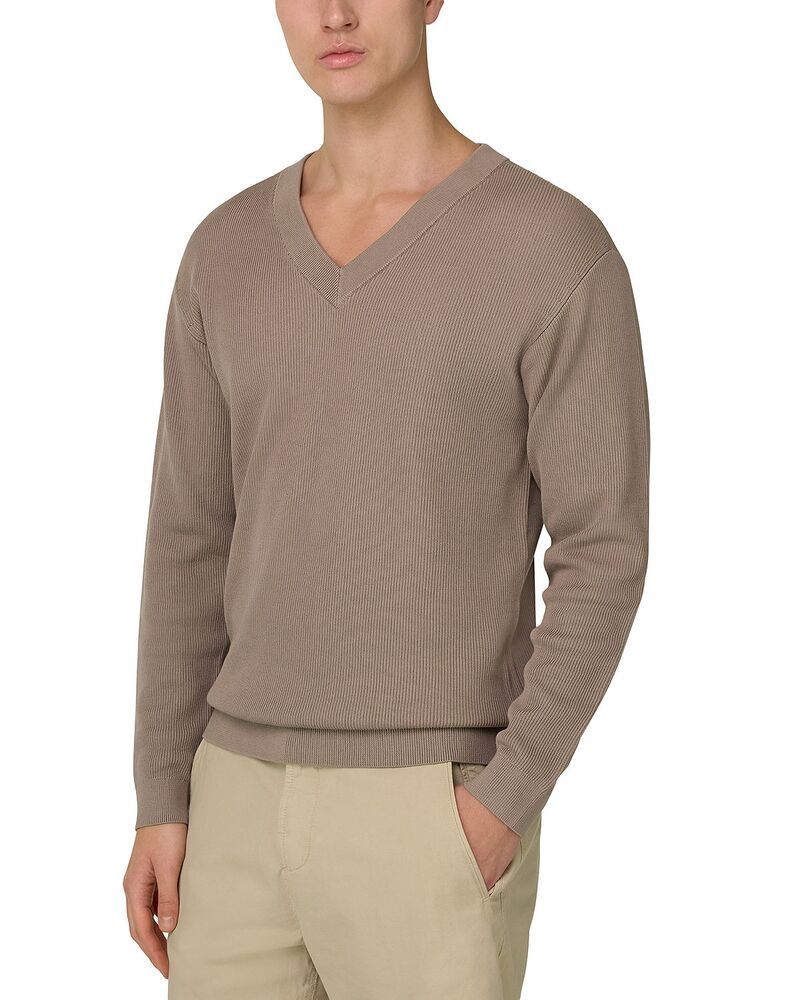 ボッジミラノ メンズ アウター ニット・セーター レギュラーフィット Vネック Boggi Milano Regular Fit VNeck Sweater Taupe トープ