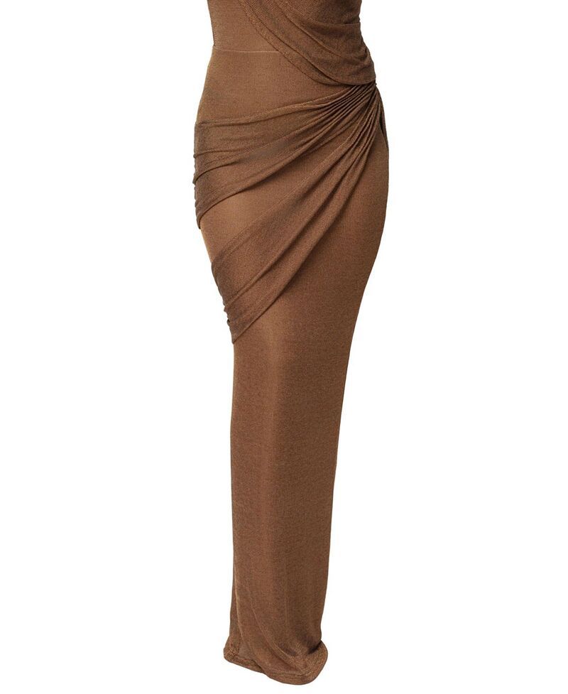 ジェイラックスレーベル レディース ボトムスカートール マキシ JLUXLABEL Opulent Metallic Maxi Skirt Brown ブラウン