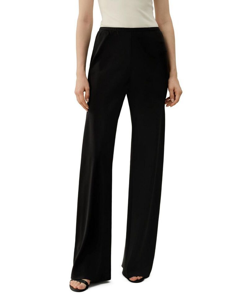 リリーシルク レディース ボトムス カジュアルパンツ ストレート LILYSILK Bias Cut Straight Leg Silk Pants Black ブラック