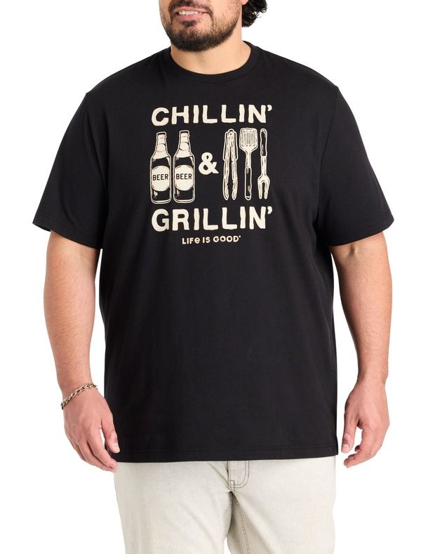 ライフイズグッド メンズ トップス Tシャツ トール グラフィック LIFE IS GOOD Big Tall Chillin And Grillin Graphic Tee Black ブラック