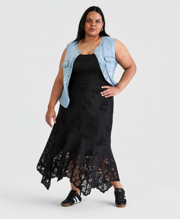 アンドノウディス レディース ボトムスカート 刺繍 マキシ And Now This Womens Embroide red HandkerchiefHemaxi Skirt Black ブラック