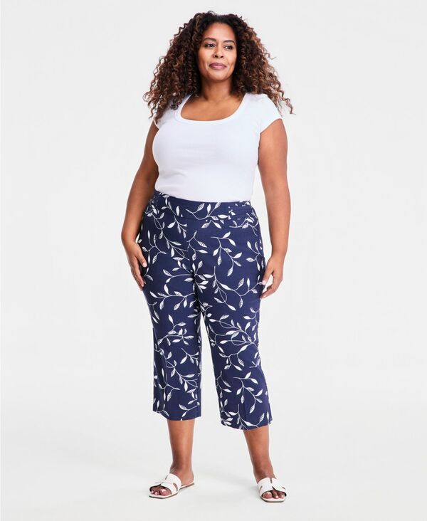 ジェイエムコレクション レディース ボトムス カジュアルパンツ プリント キャップ JM Collection Womens Printed PullOn Capri Pants Intrepid B