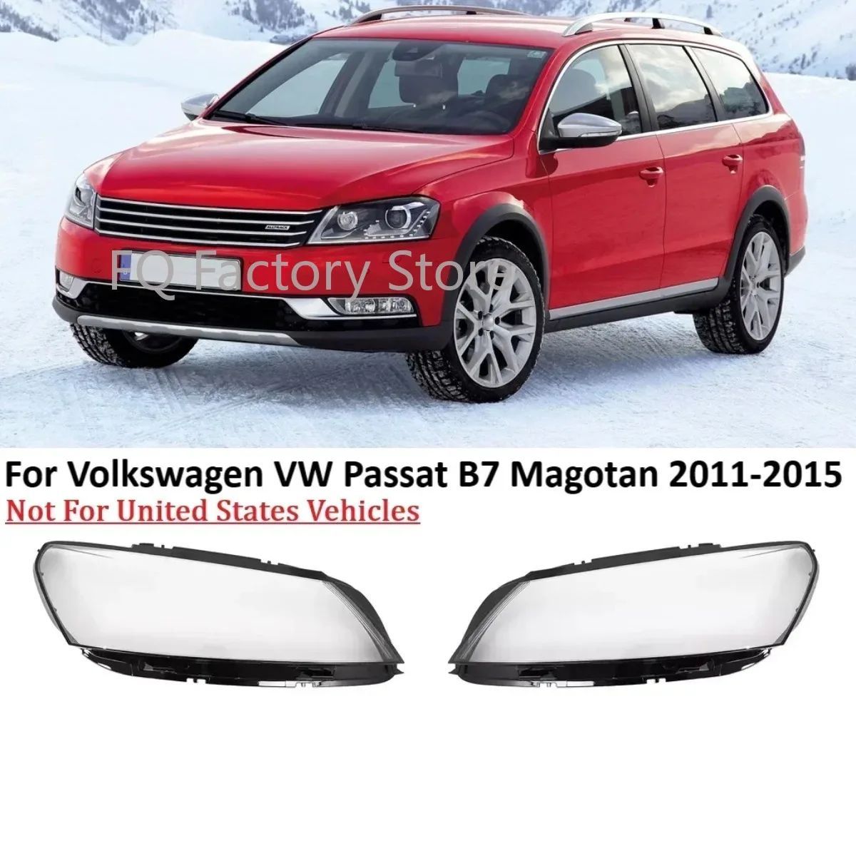 PAIR CAR HEADLIGHT COVER HEADLAMP SHELL LIGHT LAMPE VOLKSWAGEN VW PASSAT B7 MAGOTAN B7L 2011 - 15