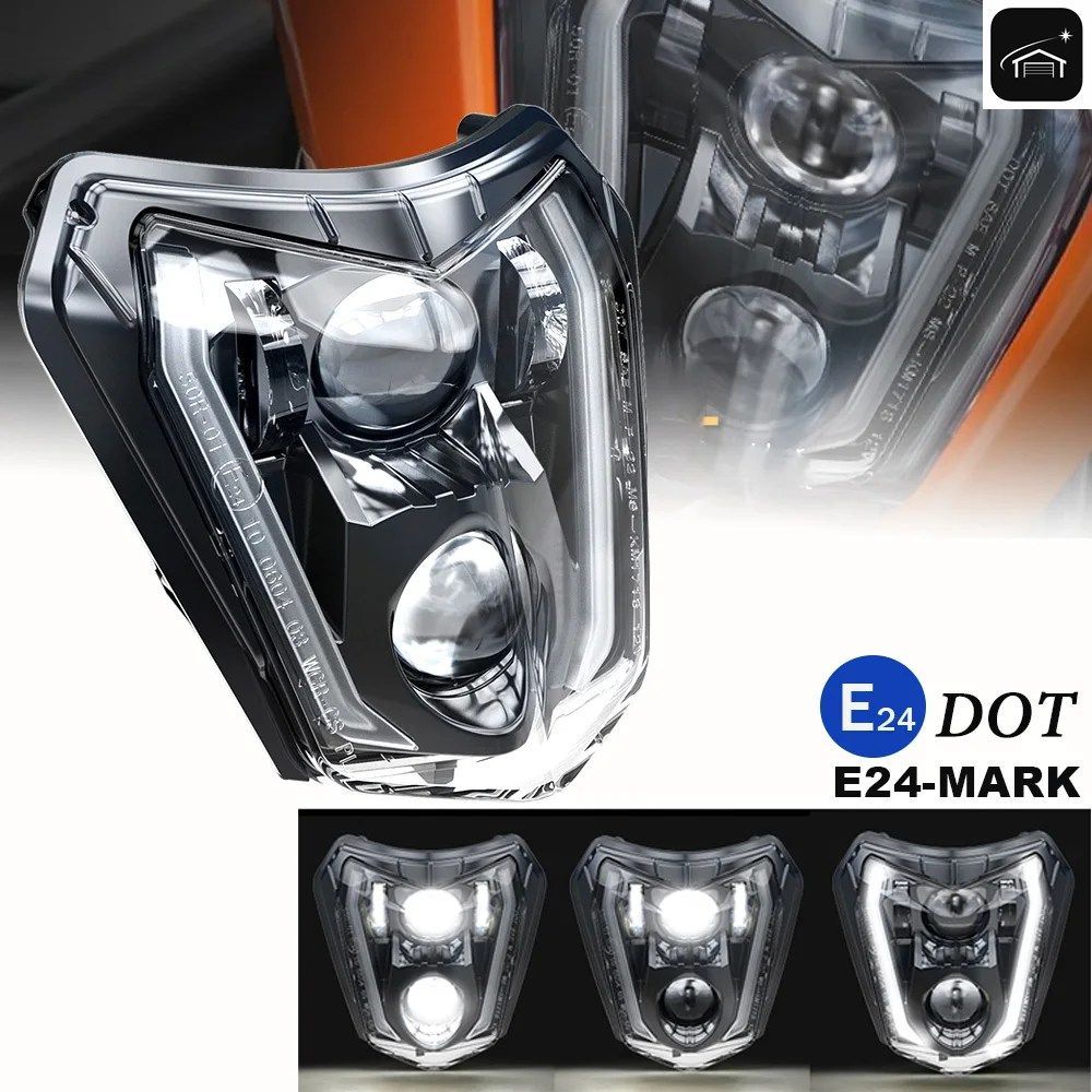 エンデューロ デュアルスポーツ ライト E24マーク オートバイ用 LED ヘッドライト KTM TC FE TE EXC XCW XCF 125 250 300 350 450 530 690