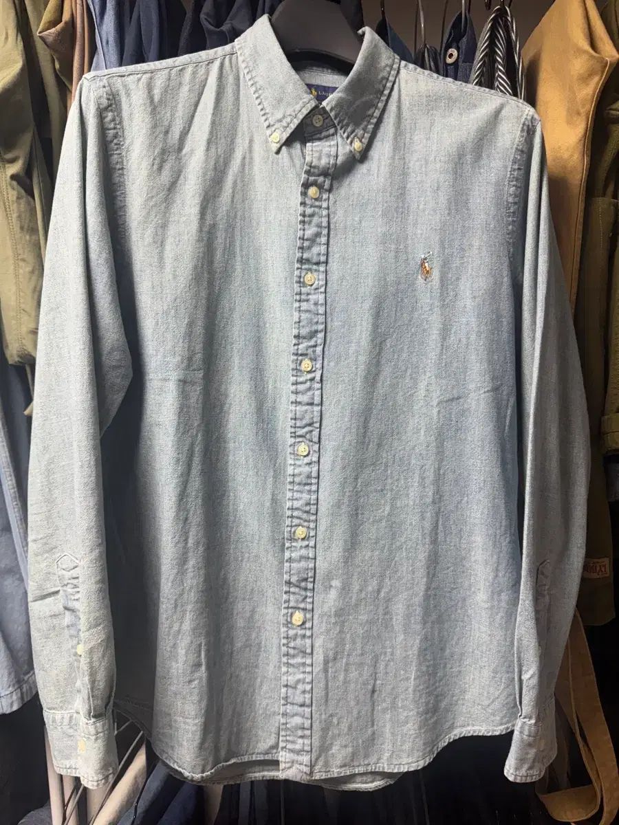 ポロ ラルフローレン シャンブレー シャツ スリムフィット XL (105)