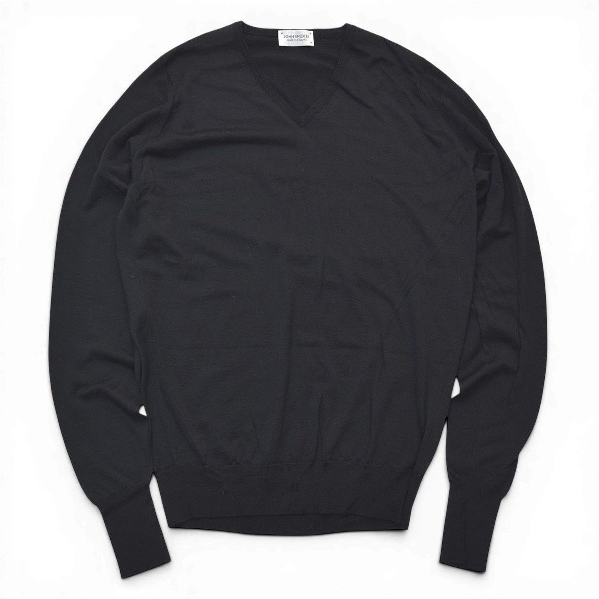 JOHN SMEDLEY ジョンスメドレー Vネック ウールニットセーター 英国製 サイズM メンズ ブラック