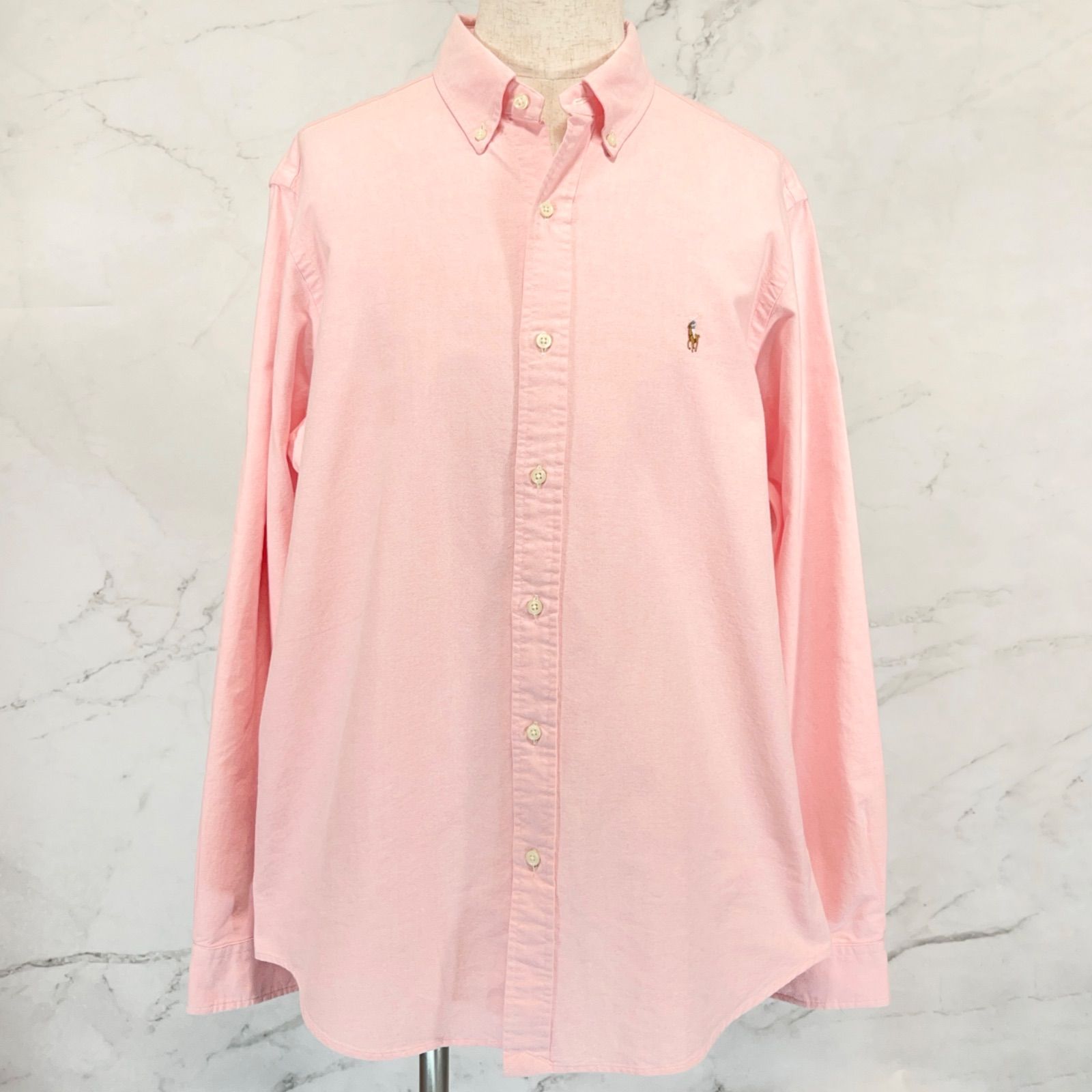 未使用品　POLO RALPH LAUREN ポロラルフローレン　アイコニック　クラシック　フィット　オックスフォード　シャツ　長袖シャツ　ボタンダウン　刺繍ポニーロゴ　コットン　綿　ピンク　Lサイズ