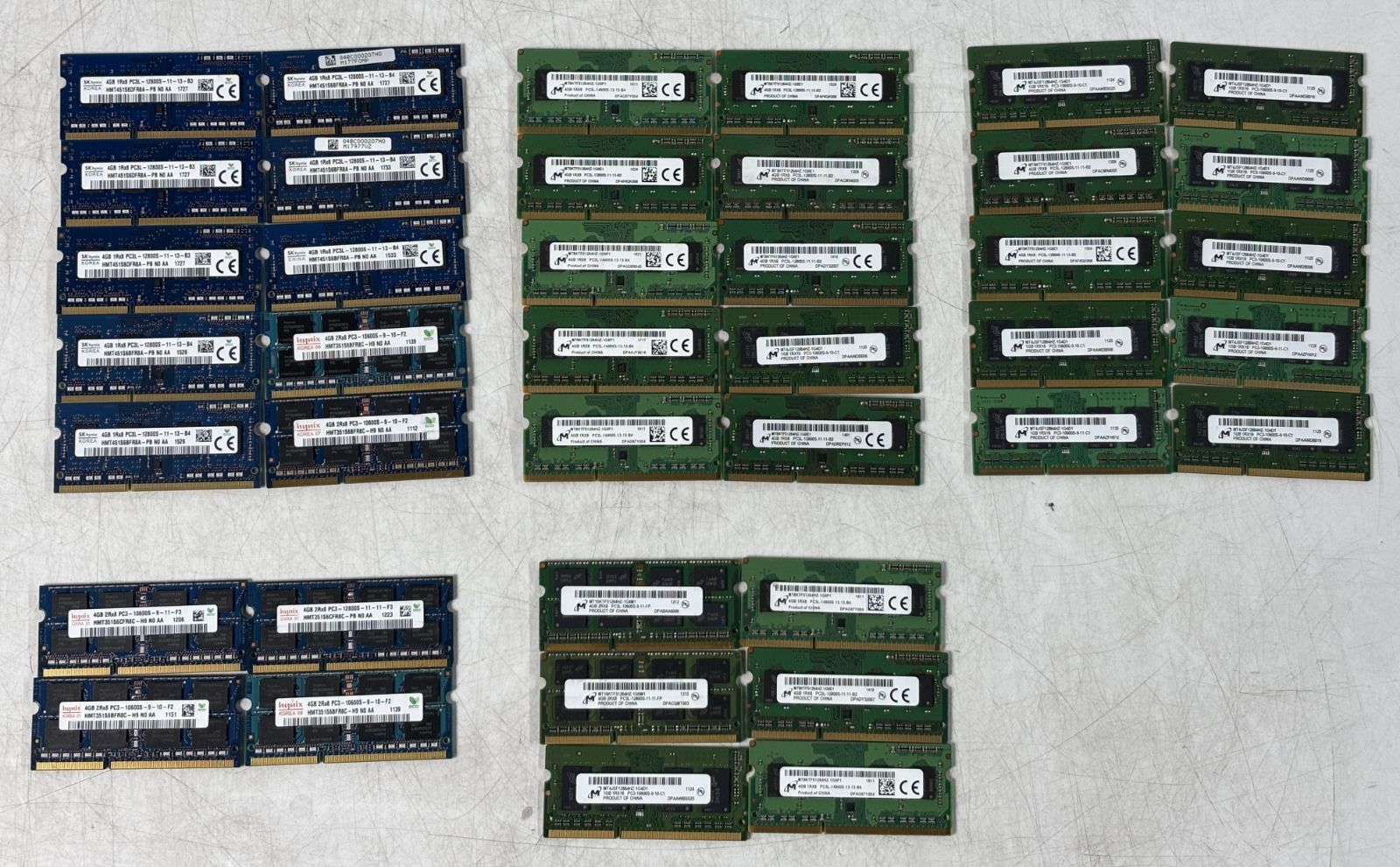 【中古品】【7日保証】40＊SK hynix 14枚 Micron 26枚 メモリ 各種型番 混合出品 SO-DIMM ノートPC用 4GB DDR3