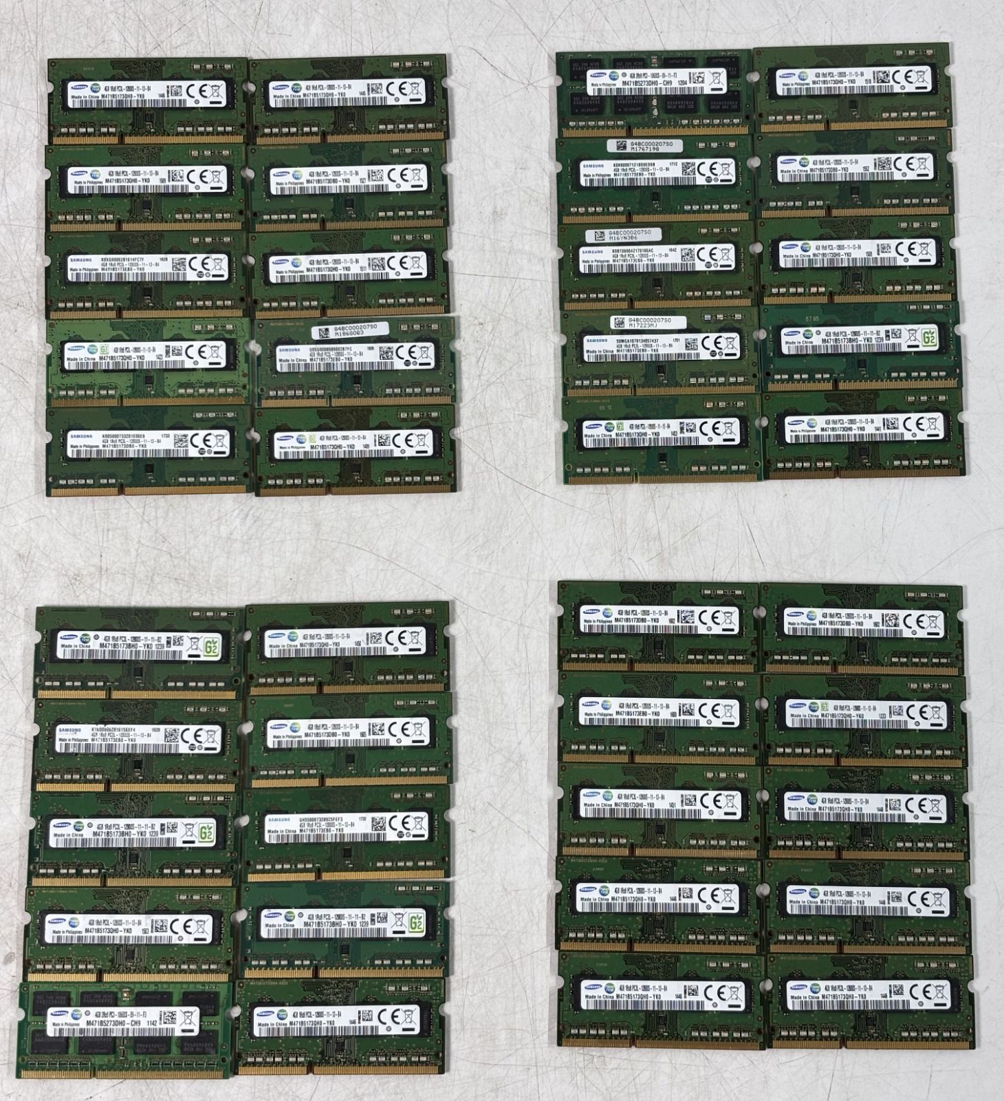 【中古品】【7日保証】40*SAMSUNG メモリ 各種型番 混合出品 SO-DIMM ノートPC用 4GB DDR3