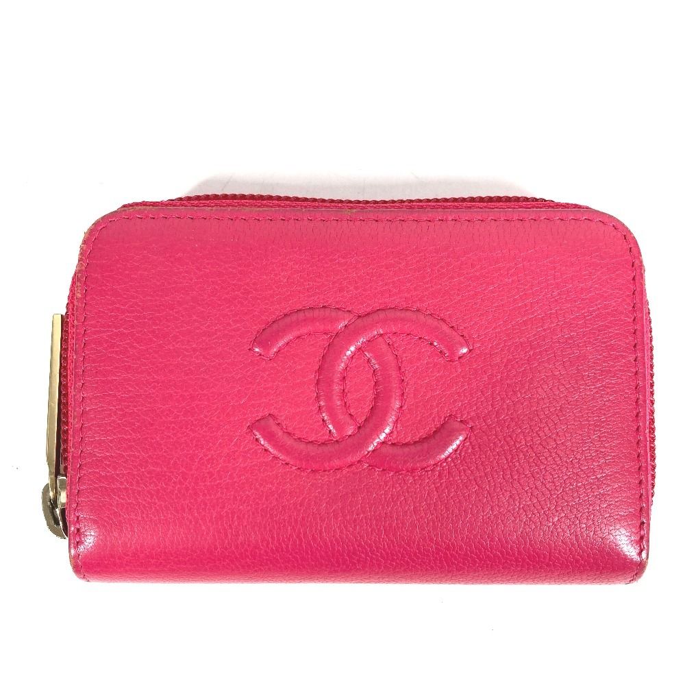 CHANEL シャネル コインケース CC ココマーク ロゴ レザー ピンク