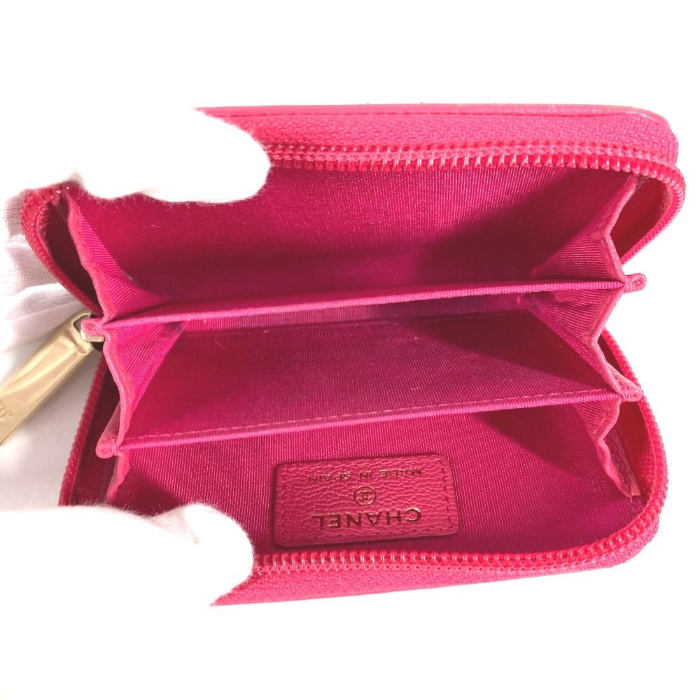 CHANEL ケース 小銭入れ コンパクト財布 ココマーク レザー ピンク CHANEL シャネル コインケース CC ココマーク ロゴ レザー ピンク