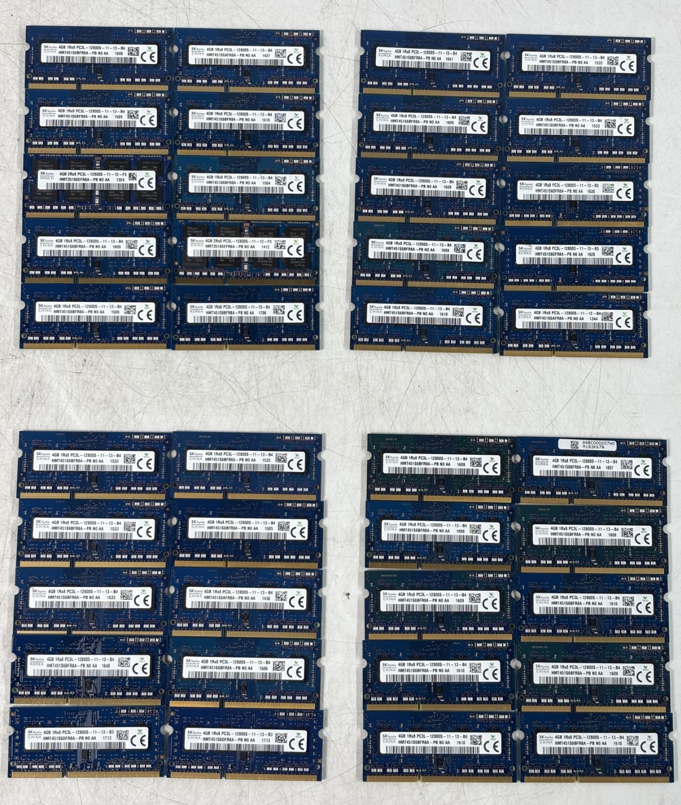 【中古品】【7日保証】40＊SK hynix メモリ 各種型番 混合出品 SO-DIMM ノートPC用 4GB DDR3