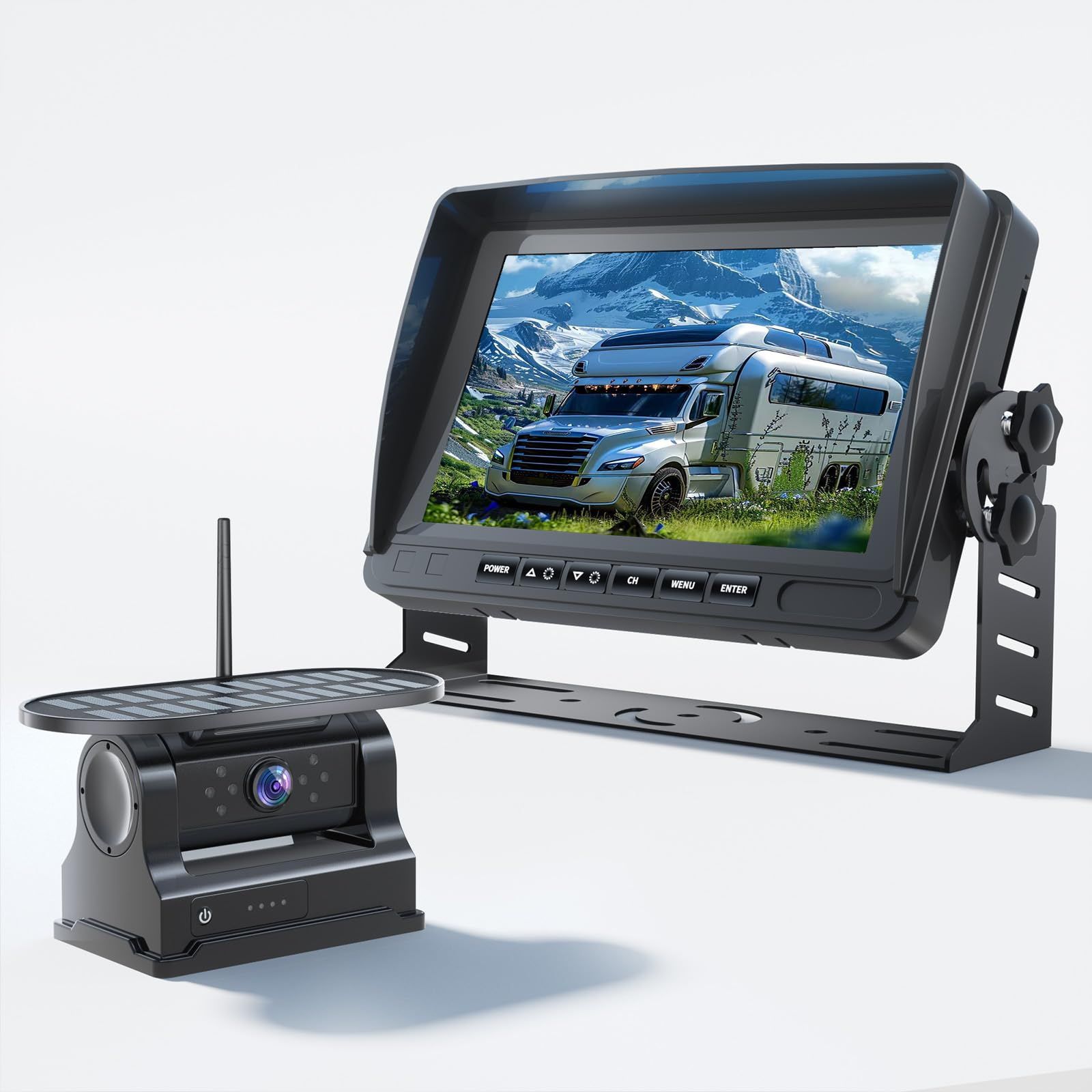 新品 OBEST バックモニター ワイヤレス 7インチモニター ワイヤレスバックカメラ USB充電式カメラ ソーラー充電可能 DIYガイドライン 正像/鏡像切替 IP67防水 暗視機能 充電式トラックカメラ ワイヤレスバックカメラ 12V-24V対応 1080