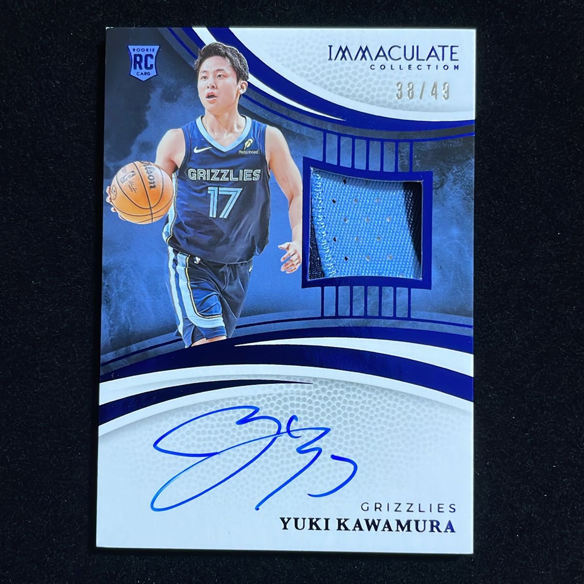 河村勇輝 Kawamura Yuki Panini Immaculate 2024-25 /49 RPA RC Patch Auto サイン 直筆 グリズリーズ Grizzlies