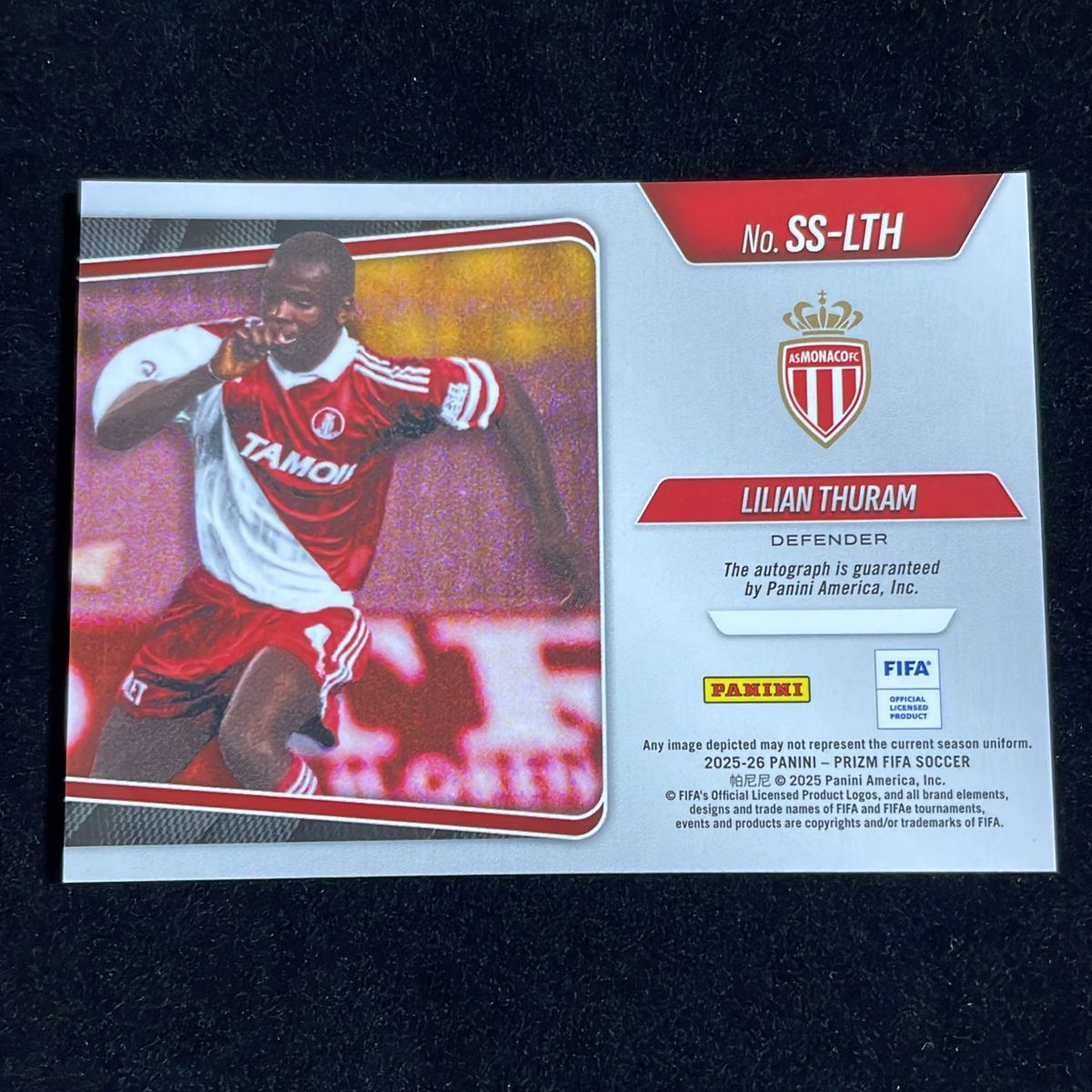 Lilian Thuram リリアン・テュラム Panini Prizm FIFA Sensational 2025-26 Auto サイン 直筆 AS Monaco Lilian Thuram リリアン・テュラム Panini Prizm FIFA Sensational 2025-26 Auto サイン 直筆 AS Monaco