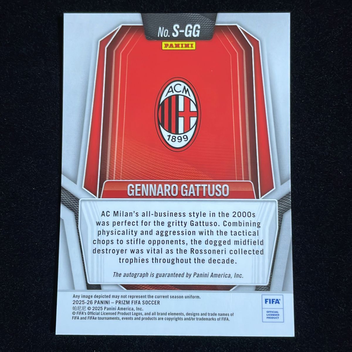 Gennaro Gattuso ジェンナーロ・ガットゥーゾ Panini Prizm FIFA 2025 