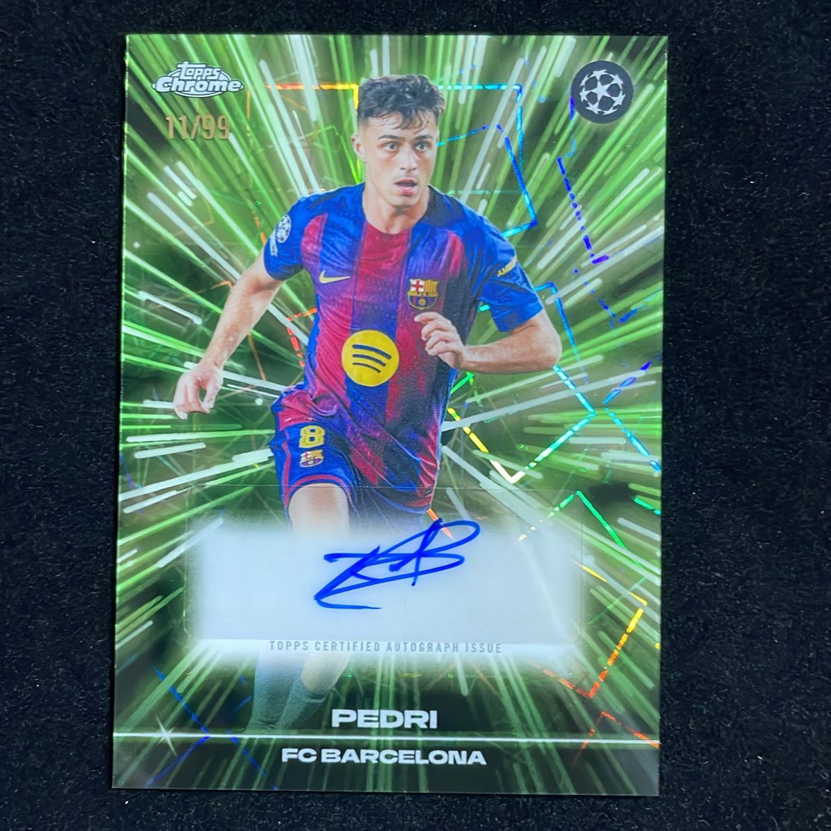Pedri ペドリ Topps Chrome UCC Black Lazer 2025-26 /99 Green Auto サイン 直筆 FC Barcelona